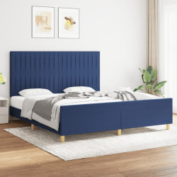 Estrutura de cama sem colchão 180x200 cm tecido azul