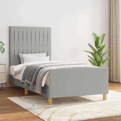 Estrutura de cama sem colchão 90x190 cm tecido cinzento-claro