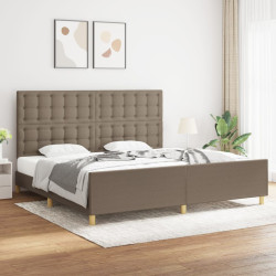 Cama sem colchão 200x200 cm tecido cinzento-acastanhado