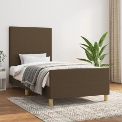Estrutura de cama sem colchão 80x200 cm tecido castanho-escuro
