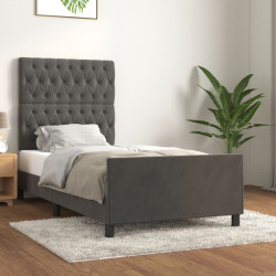 Estrutura de cama sem colchão 90x190 cm veludo cinzento-escuro
