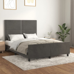 Estrutura de cama sem colchão 140x200 cm veludo cinzento-escuro