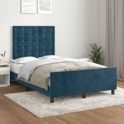 Estrutura de cama sem colchão 120x200 cm veludo azul