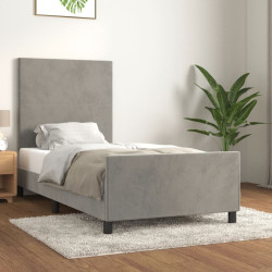 Estrutura de cama sem colchão 100x200 cm veludo cinzento-claro