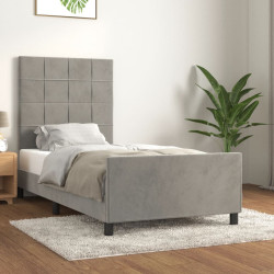 Estrutura de cama sem colchão 90x200 cm veludo cinzento-claro