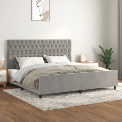 Estrutura de cama sem colchão 200x200 cm veludo cinzento-claro