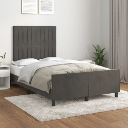 Estrutura de cama sem colchão 120x200 cm veludo cinzento-escuro