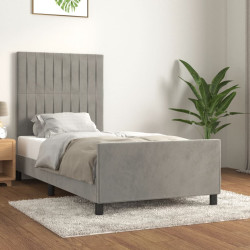 Estrutura de cama sem colchão 100x200 cm veludo cinzento-claro