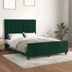 Estrutura de cama sem colchão 140x190 cm veludo verde-escuro