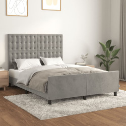 Estrutura de cama sem colchão 140x200 cm veludo cinzento-claro