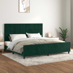 Estrutura de cama sem colchão 200x200 cm veludo verde-escuro
