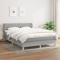 Cama com molas/colchão 140x200 cm tecido cinzento-claro