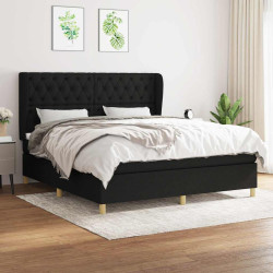 Cama com molas/colchão 160x200 cm tecido preto