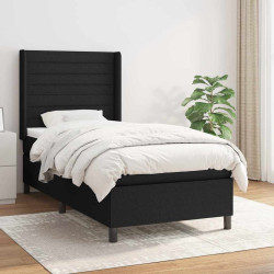 Cama com molas/colchão 100x200 cm tecido preto