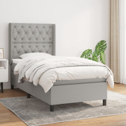 Cama com molas/colchão 80x200 cm tecido cinza-claro