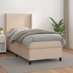 Cama com molas/colchão 90x190 cm couro artificial cappuccino