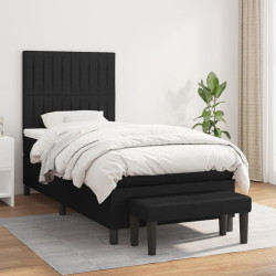 Cama com molas/colchão 80x200 cm tecido preto
