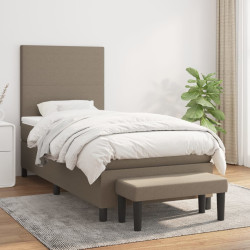 Cama com molas/colchão 100x200 cm tecido cinza-acastanhado