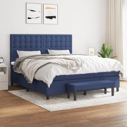 Cama com molas/colchão 160x200 cm tecido azul
