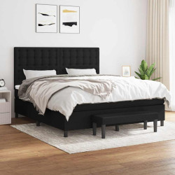 Cama com molas/colchão 160x200 cm tecido preto