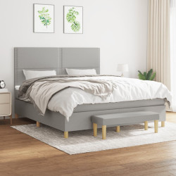 Cama com molas/colchão 180x200 cm tecido cinzento-claro