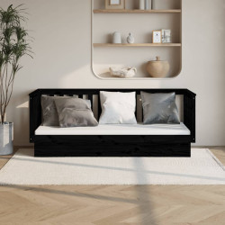 Sofá-cama 90x190 cm madeira de pinho maciça preto