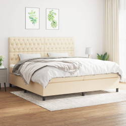 Cama com molas/colchão 200x200 cm tecido cor creme