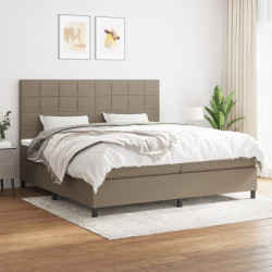 Cama com molas/colchão 200x200 cm tecido castanho-acinzentado