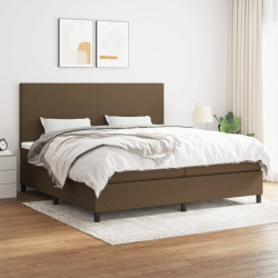 Cama com molas/colchão 200x200 cm tecido castanho-escuro