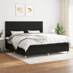 Cama com molas/colchão 200x200 cm tecido preto