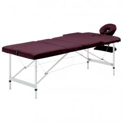 Mesa de massagens dobrável 3 zonas alumínio roxo escuro - Imagen 1