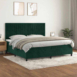 Cama com molas/colchão 200x200 cm veludo verde-escuro