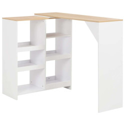 Mesa de bar com prateleira movível branco 138x39x110 cm