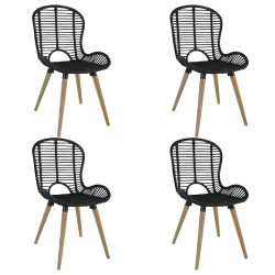 Cadeiras de jantar 4 pcs vime natural preto