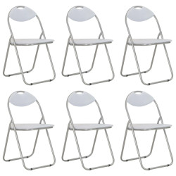 Cadeiras de jantar dobráveis 6 pcs couro artificial branco