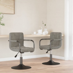 Cadeiras de jantar giratórias 2 pcs veludo cinzento-claro
