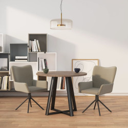 Cadeiras de jantar giratórias 2 pcs veludo cinzento-claro