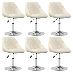 Cadeiras de jantar giratórias 6 pcs veludo cor creme