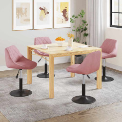 Cadeiras de jantar giratórias 4 pcs veludo rosa