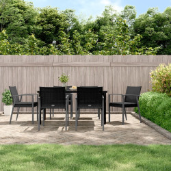 7 Pcs conjunto de jantar p/ jardim c/ almofadões vime PE e aço