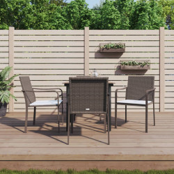 5 Pcs conjunto de jantar p/ jardim c/ almofadões vime PE e aço