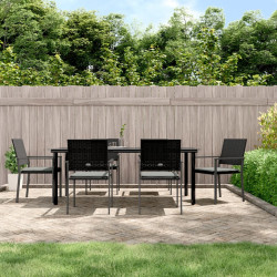 7 Pcs conjunto de jantar p/ jardim c/ almofadões vime PE e aço