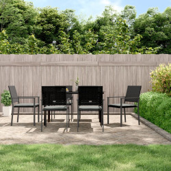 7 Pcs conjunto de jantar p/ jardim c/ almofadões vime PE e aço