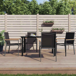 5 Pcs conjunto de jantar para jardim textilene e aço preto