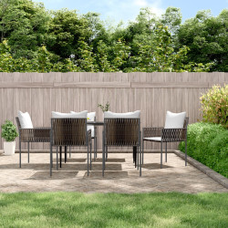 Cadeiras jardim c/ almofadões 6pcs 54x61x83 cm vime PE castanho