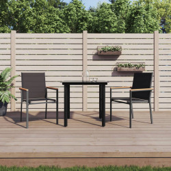 3 Pcs conjunto de jantar para jardim textilene e aço preto