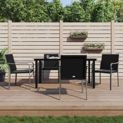 5 Pcs conjunto de jantar p/ jardim c/ almofadões vime PE e aço