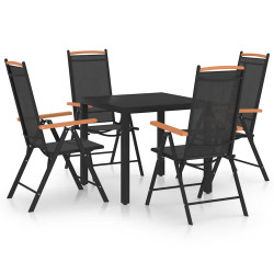 5 Pcs conjunto de jantar para jardim alumínio preto