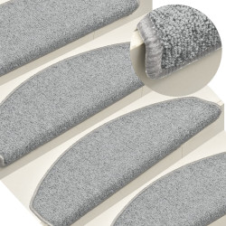 Tapetes de escada 15 peças 65x24x4 cm cinza claro semicircular grande