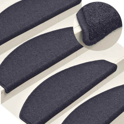 Tapetes de escada 15 peças 65x24x4 cm cinza escuro e azul semicircular grande